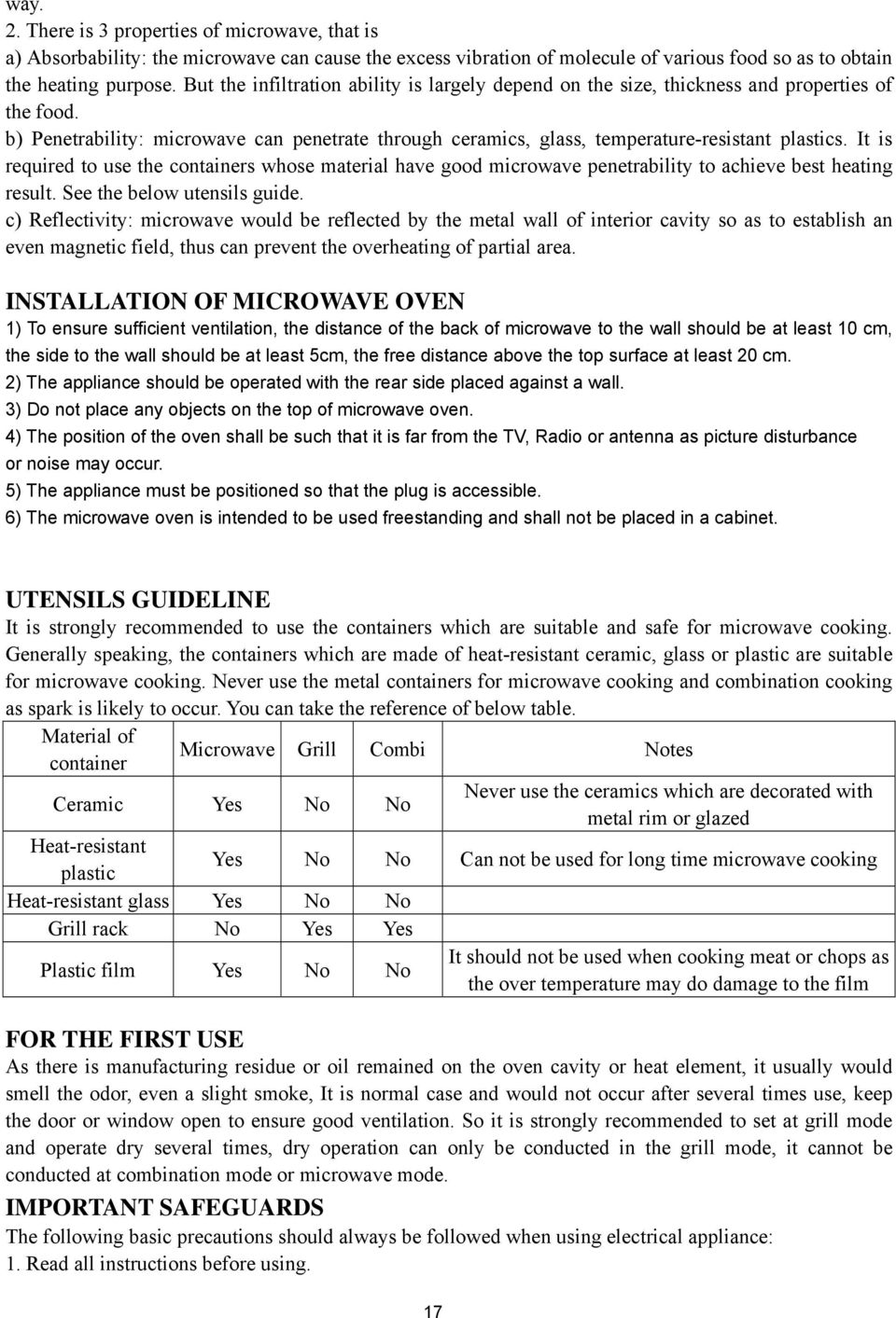 It is required to use the containers whose material have good microwave penetrability to achieve best heating result. See the below utensils guide.