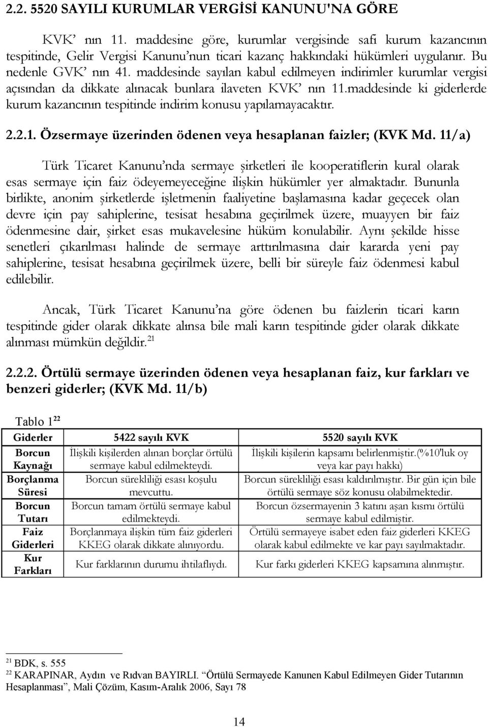 maddesinde sayılan kabul edilmeyen indirimler kurumlar vergisi açısından da dikkate alınacak bunlara ilaveten KVK nın 11.