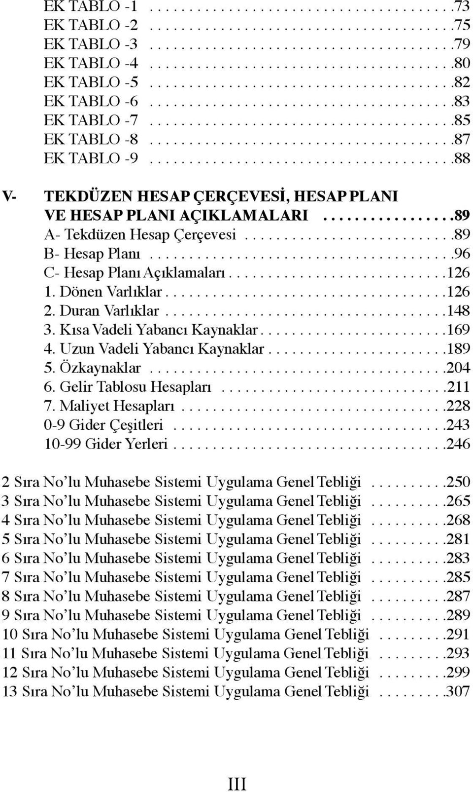 ......................................88 V- TEKDÜZEN HESAP ÇERÇEVESİ, HESAP PLANI VE HESAP PLANI AÇIKLAMALARI.................89 A- Tekdüzen Hesap Çerçevesi...........................89 B- Hesap Planı.