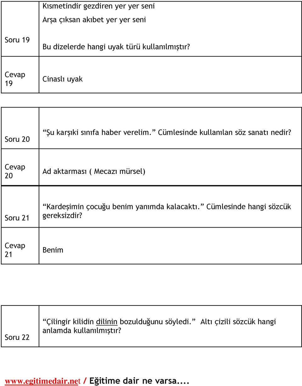 Cümlesinde kullanılan söz sanatı nedir?