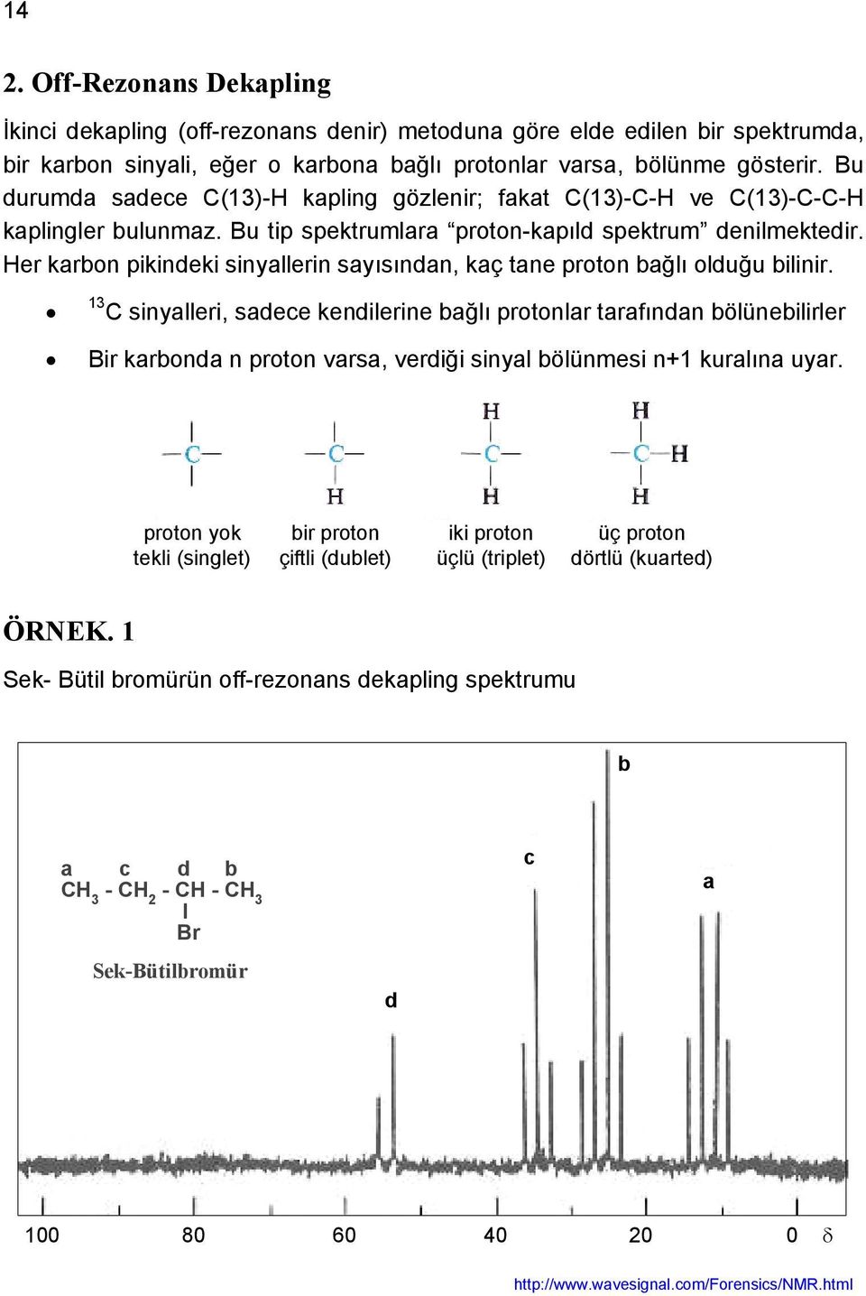 Her karbon pikindeki sinyallerin sayısından, kaç tane proton bağlı olduğu bilinir.