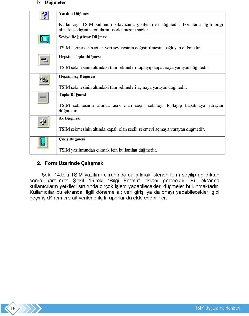 Hepsini Topla Düğmesi TSİM sekmesinin altındaki tüm sekmeleri toplayıp kapatmaya yarayan düğmedir. Hepsini Aç Düğmesi TSİM sekmesinin altındaki tüm sekmeleri açmaya yarayan düğmedir.