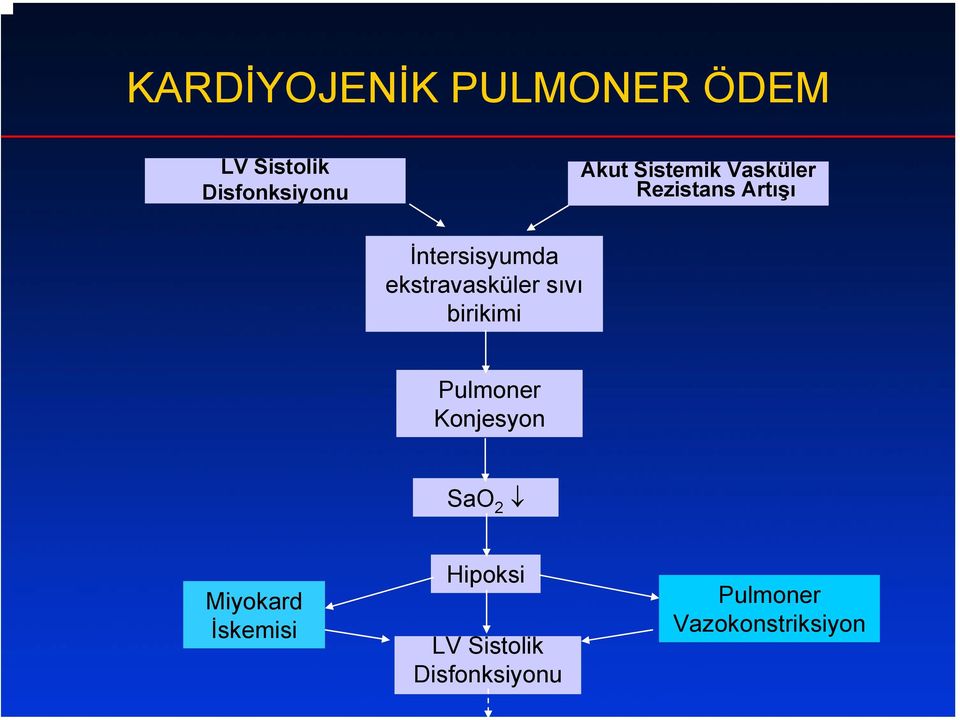 ekstravasküler sıvı birikimi Pulmoner Konjesyon SaO 2