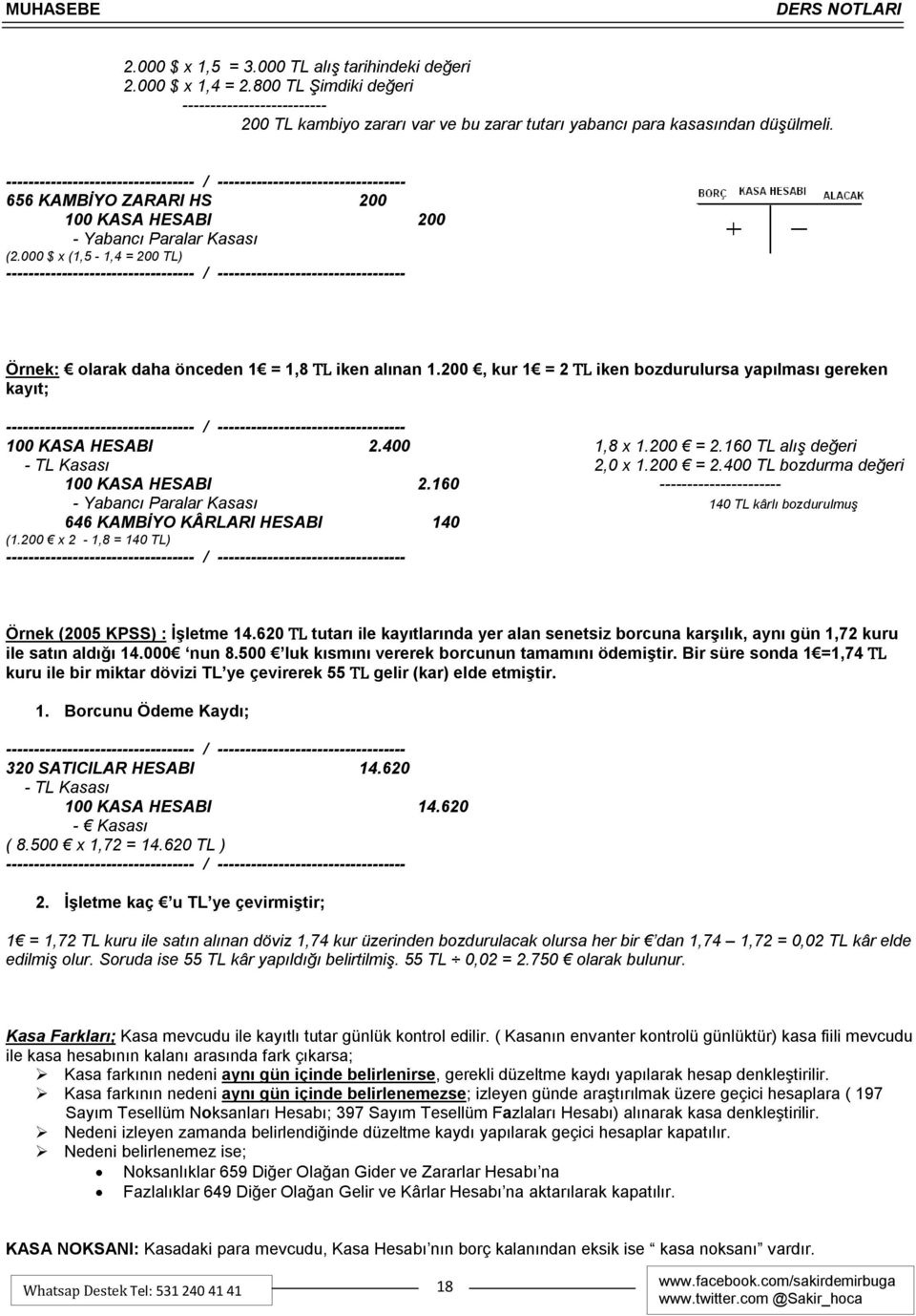 200, kur 1 = 2 TL iken bozdurulursa yapılması gereken kayıt; ------------- 100 KASA HESABI 2.400 1,8 x 1.200 = 2.160 TL alış değeri - TL Kasası 2,0 x 1.200 = 2.400 TL bozdurma değeri 100 KASA HESABI 2.