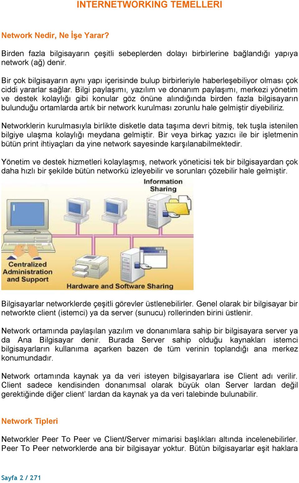 Bilgi paylaşımı, yazılım ve donanım paylaşımı, merkezi yönetim ve destek kolaylığı gibi konular göz önüne alındığında birden fazla bilgisayarın bulunduğu ortamlarda artık bir network kurulması