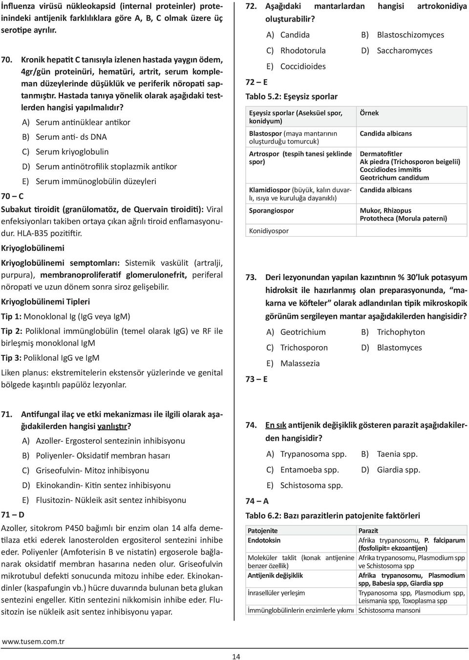 Hastada tanıya yönelik olarak aşağıdaki testlerden hangisi yapılmalıdır?