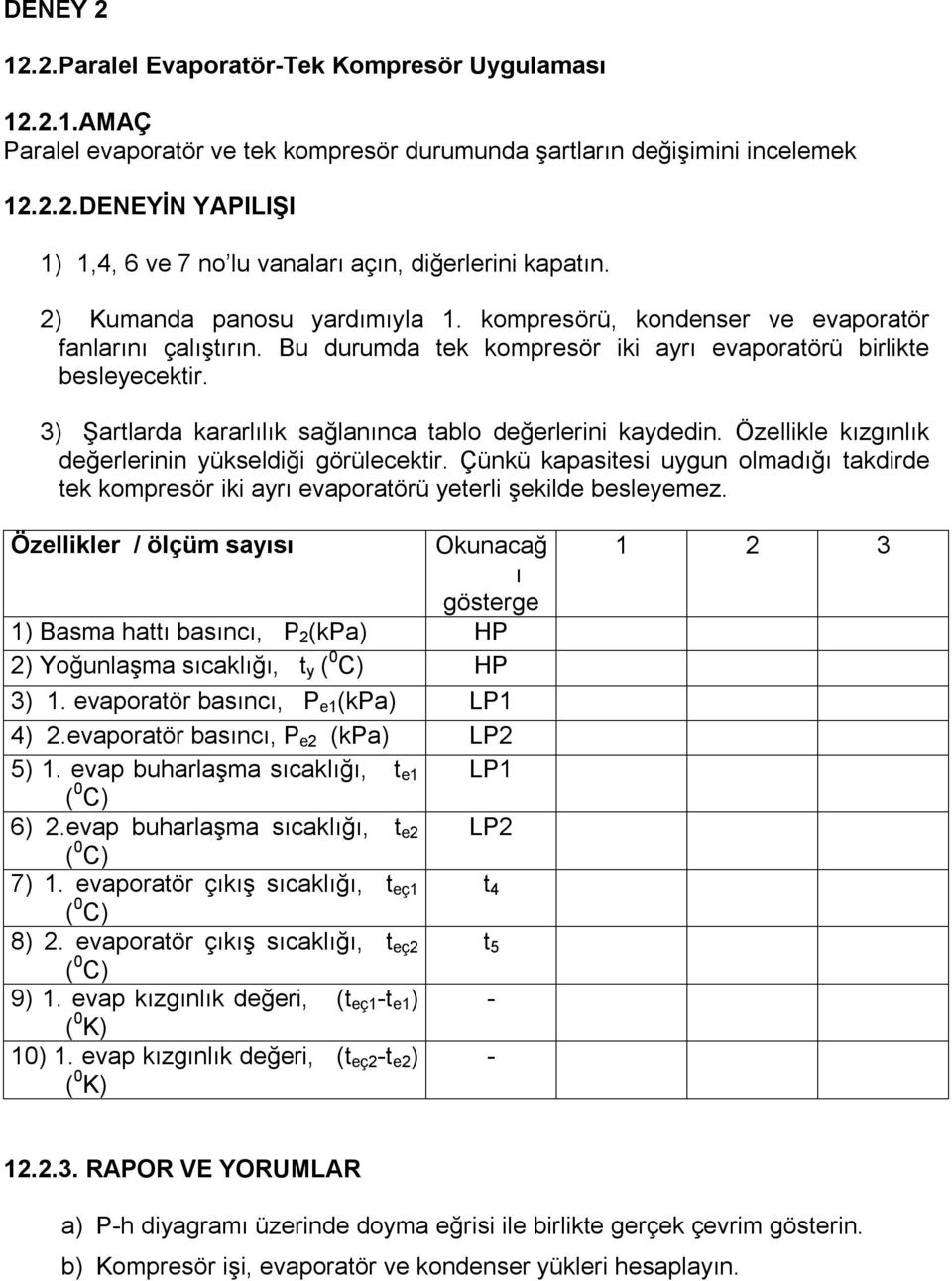 3) Şartlarda kararlılık sağlanınca tablo değerlerini kaydedin. Özellikle kızgınlık değerlerinin yükseldiği görülecektir.