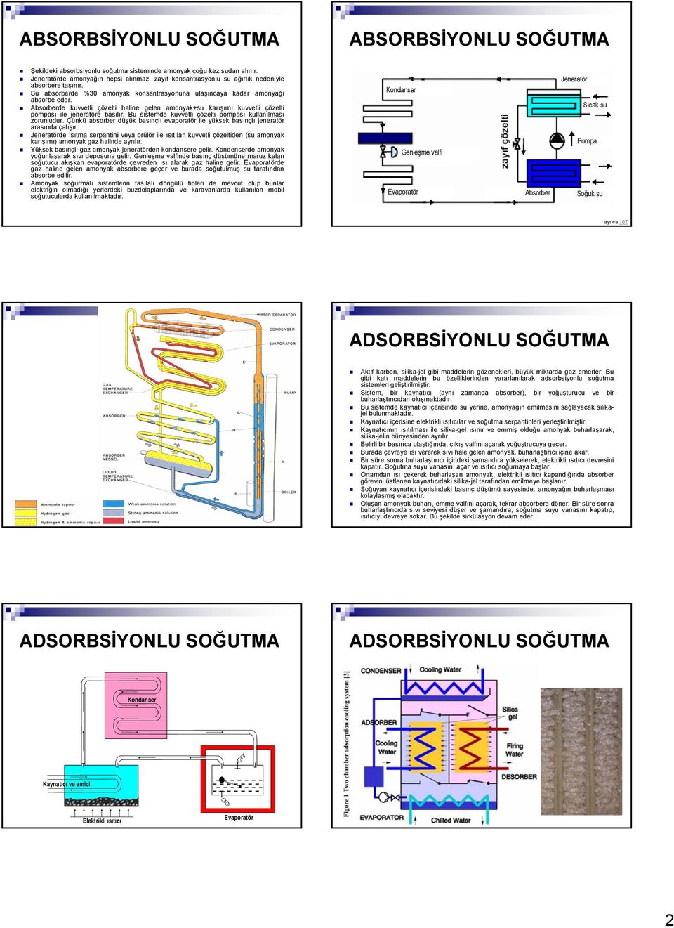 Absorberde kuvvetli çözelti haline gelen amonyak+su karışımı kuvvetli çözelti pompası ile jeneratöre basılır. Bu sistemde kuvvetli çözelti pompası kullanılması zorunludur.