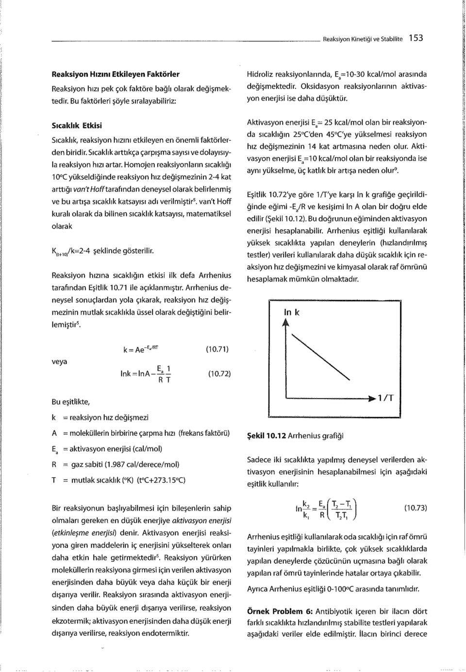 Homojen reaksiyonların sıcaklığı 10 C yükseldiğinde reaksiyon hız değişmezinin 2-4 kat arttığı van'thoff tarafından deneysel olarak belirlenmiş ve bu artışa sıcaklık katsayısı adı verilmiştir 5,