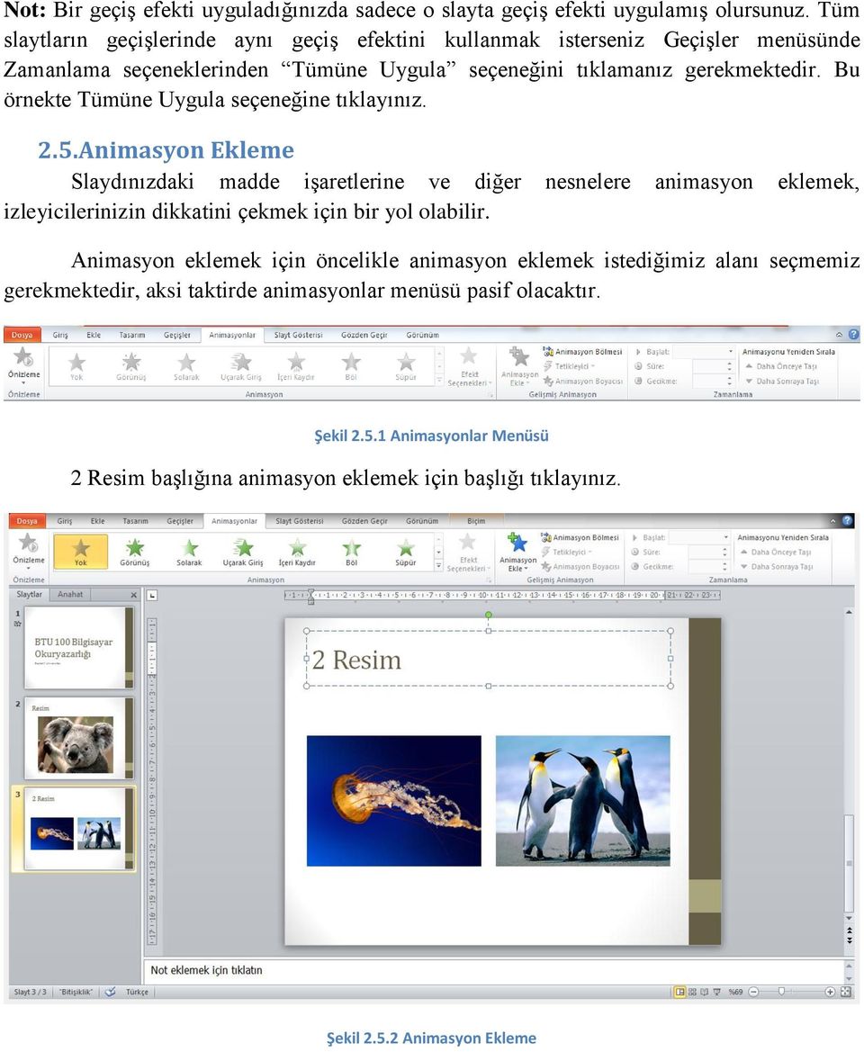 Bu örnekte Tümüne Uygula seçeneğine tıklayınız. 2.5.