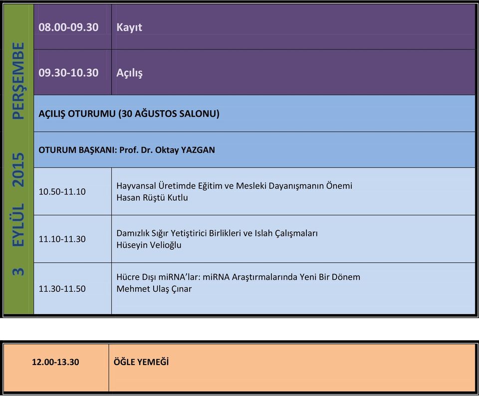 10 Hayvansal Üretimde Eğitim ve Mesleki Dayanışmanın Önemi Hasan Rüştü Kutlu 11.10-11.