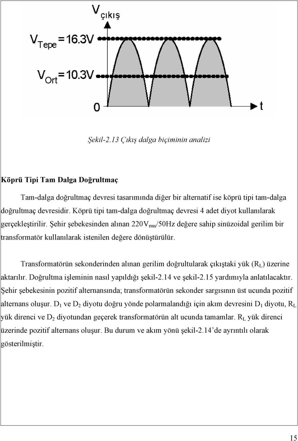 Şehir şebekesinden alınan 220V rms /50Hz değere sahip sinüzoidal gerilim bir transformatör kullanılarak istenilen değere dönüştürülür.