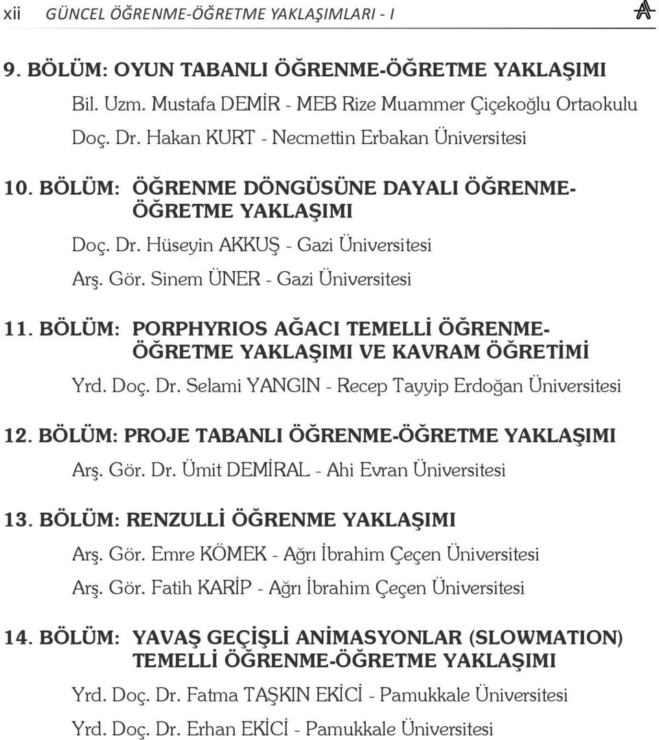 BÖLÜM: PORPHYRIOS AĞACI TEMELLİ ÖĞRENME- ÖĞRETME YAKLAŞIMI VE KAVRAM ÖĞRETİMİ Yrd. Doç. Dr. Selami YANGIN - Recep Tayyip Erdoğan Üniversitesi 12. BÖLÜM: PROJE TABANLI ÖĞRENME-ÖĞRETME YAKLAŞIMI Arş.