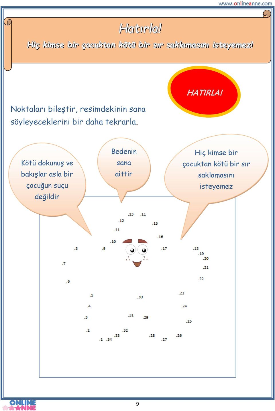 ! Noktaları bileştir, resimdekinin sana söyleyeceklerini bir daha tekrarla.