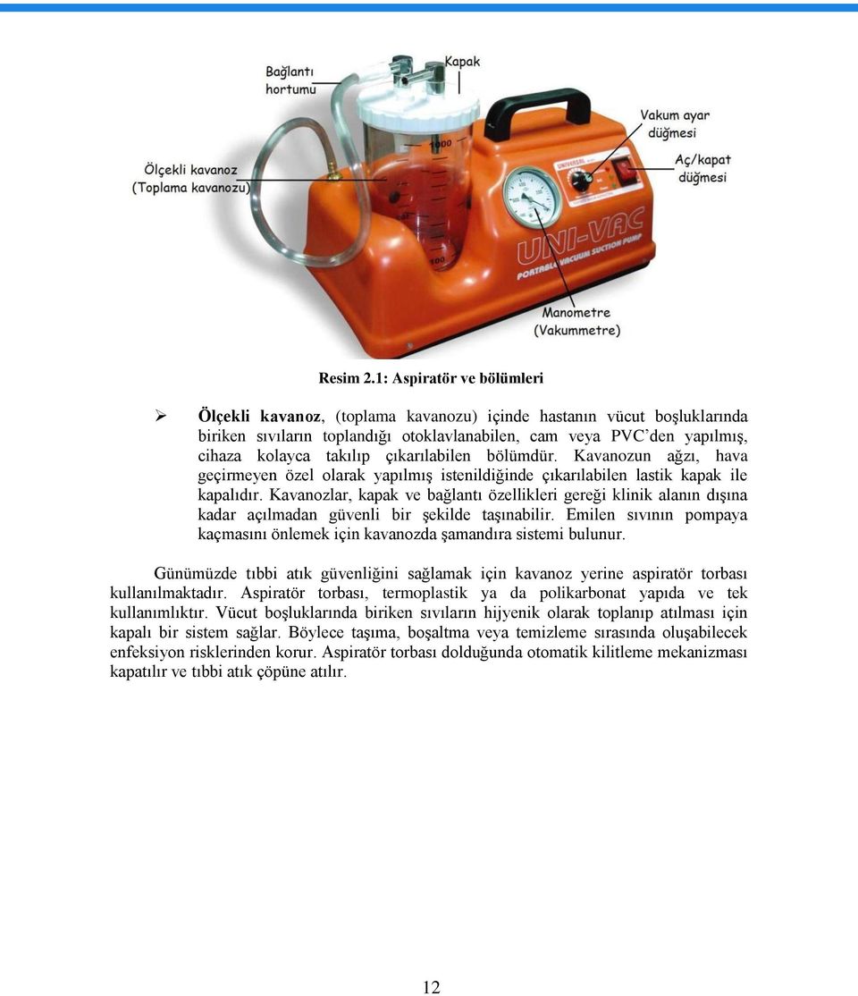 çıkarılabilen bölümdür. Kavanozun ağzı, hava geçirmeyen özel olarak yapılmış istenildiğinde çıkarılabilen lastik kapak ile kapalıdır.