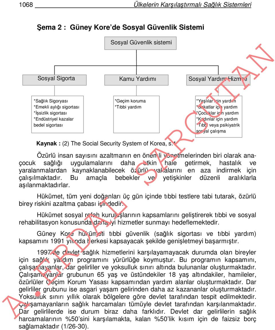 *Çocuklar için yardım *Kadınlar için yardım *Tıbbi veya psikiyatrik sosyal çalışma Özürlü insan sayısını azaltmanın en önemli yönetmelerinden biri olarak anaçocuk sağlığı uygulamalarını daha etkin