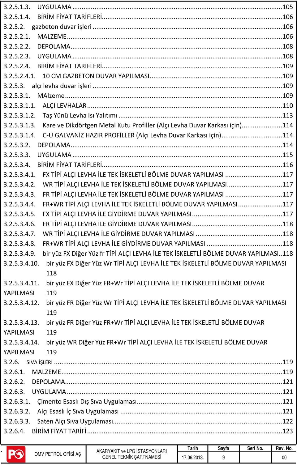 2.5.3.1.3. Kare ve Dikdörtgen Metal Kutu Profiller (Alçı Levha Duvar Karkası için)... 114 3.2.5.3.1.4. C-U GALVANİZ HAZIR PROFİLLER (Alçı Levha Duvar Karkası için)... 114 3.2.5.3.2. DEPOLAMA... 114 3.2.5.3.3. UYGULAMA.