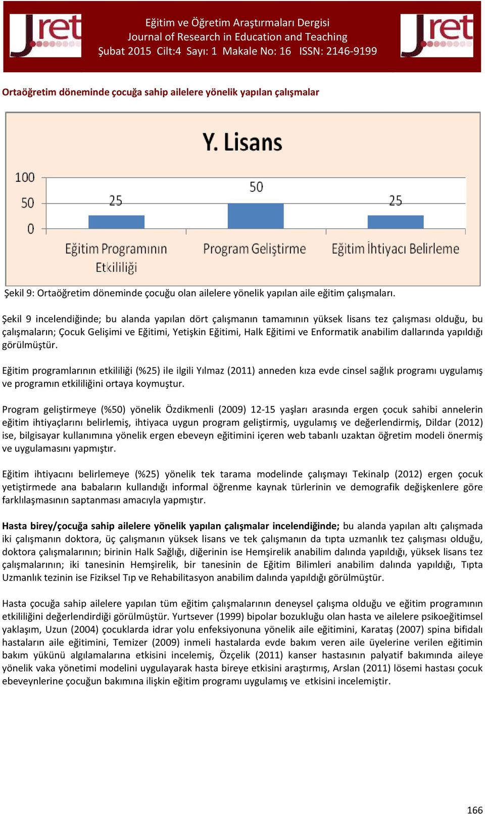 anabilim dallarında yapıldığı görülmüştür.