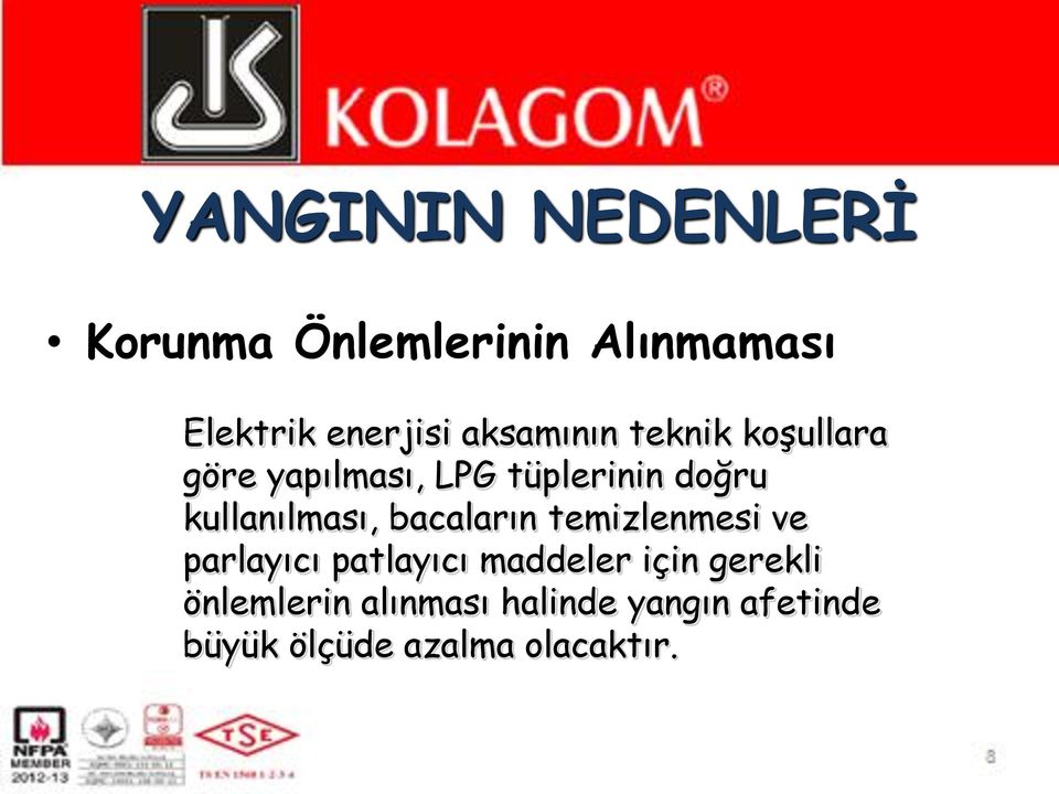 kullanılması, bacaların temizlenmesi ve parlayıcı patlayıcı maddeler