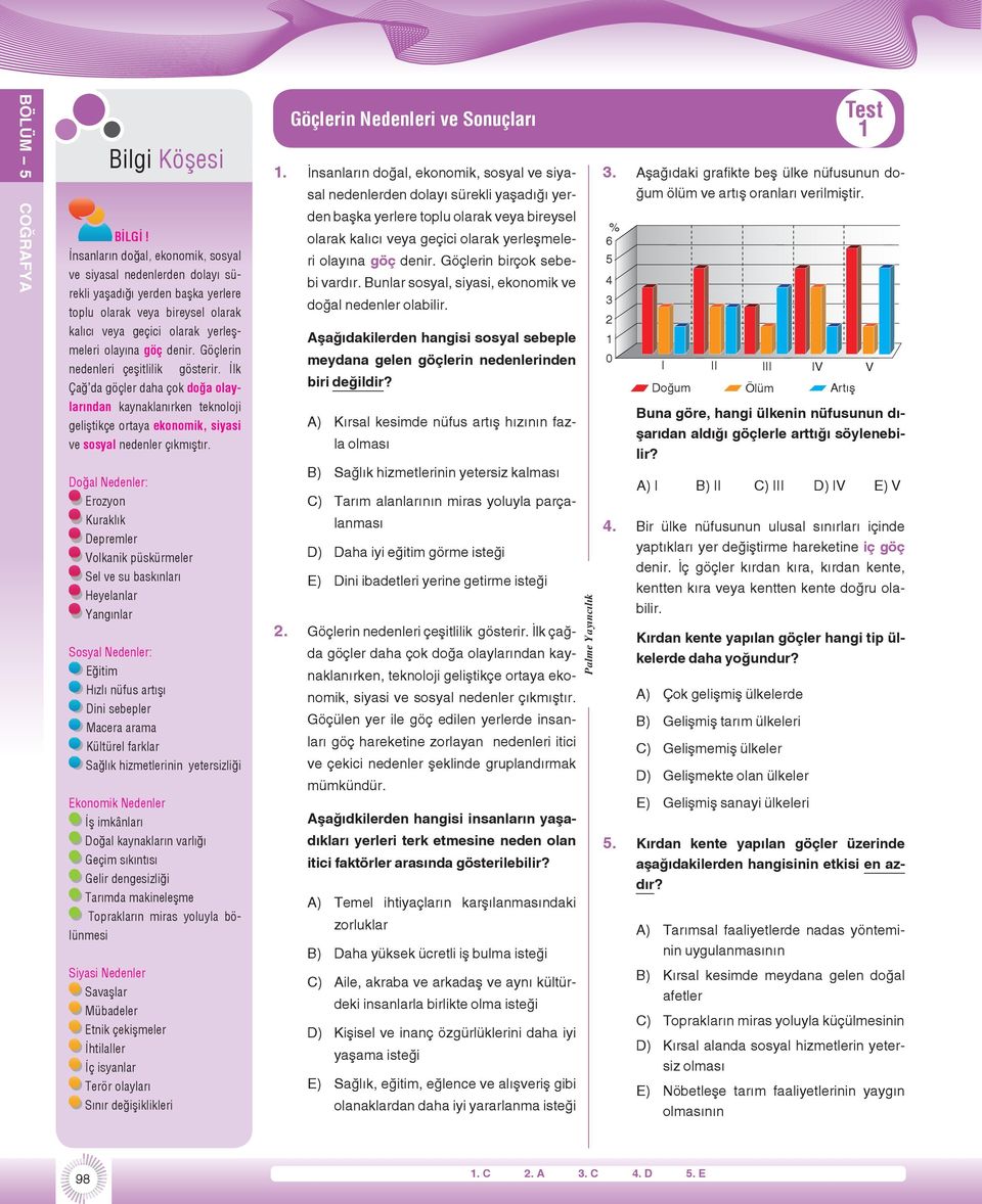 Göçlerin nedenleri çeşitlilik gösterir. İlk Çağ da göçler daha çok doğa olaylarından kaynaklanırken teknoloji geliştikçe ortaya ekonomik, siyasi ve sosyal nedenler çıkmıştır.