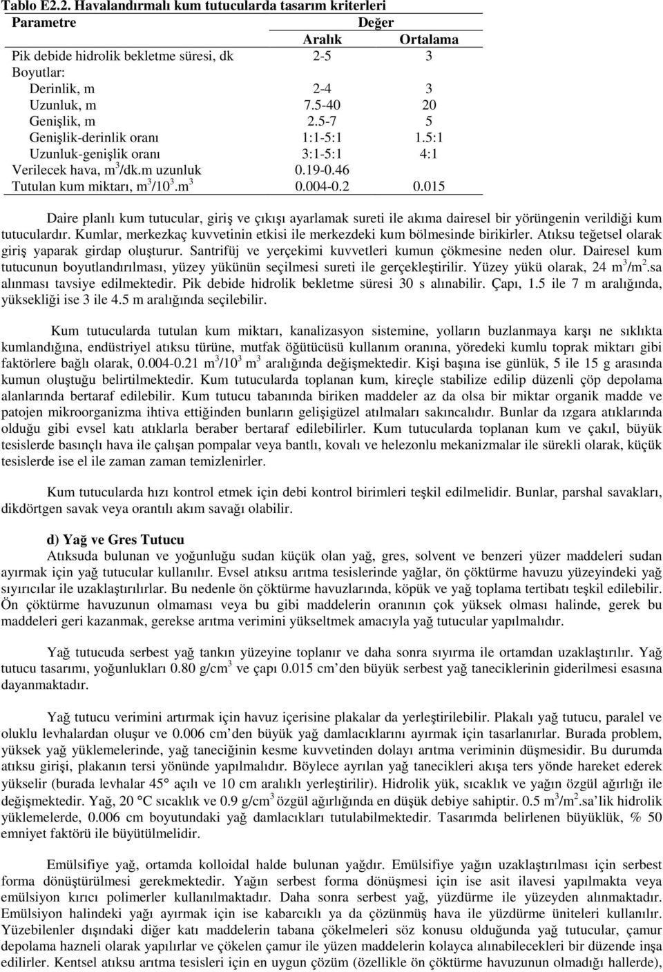 015 Daire planlı kum tutucular, giriş ve çıkışı ayarlamak sureti ile akıma dairesel bir yörüngenin verildiği kum tutuculardır.