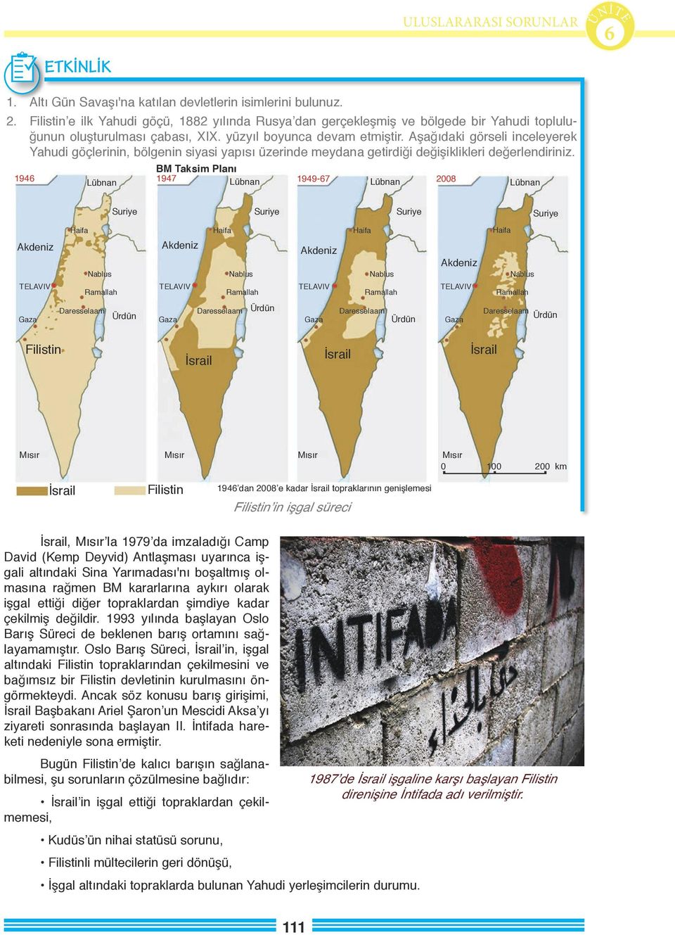 Aşağıdaki görseli inceleyerek Yahudi göçlerinin, bölgenin siyasi yapısı üzerinde meydana getirdiği değişiklikleri değerlendiriniz.