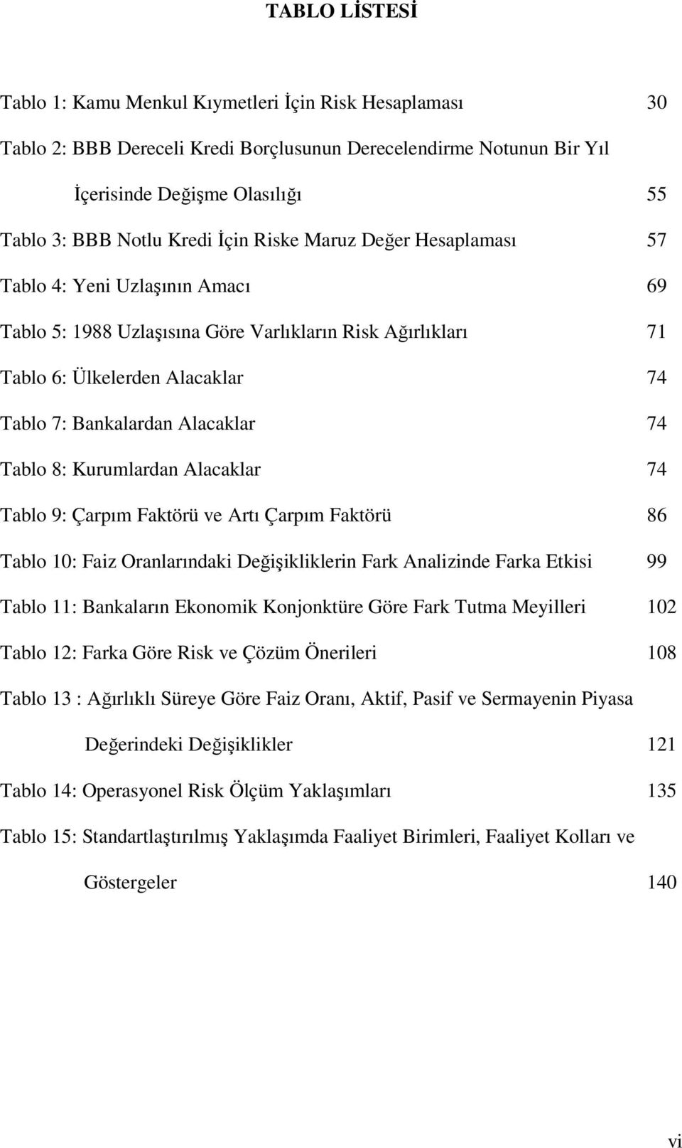 Tablo 8: Kurumlardan Alacaklar 74 Tablo 9: Çarpım Faktörü ve Artı Çarpım Faktörü 86 Tablo 10: Faiz Oranlarındaki Değişikliklerin Fark Analizinde Farka Etkisi 99 Tablo 11: Bankaların Ekonomik