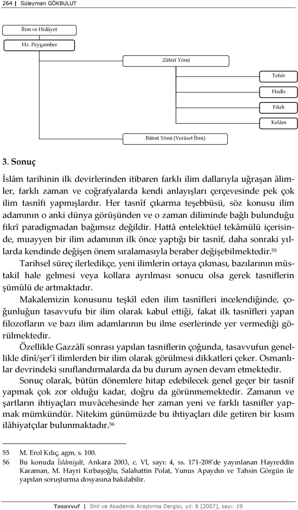 Her tasnîf çıkarma teşebbüsü, söz konusu ilim adamının o anki dünya görüşünden ve o zaman diliminde bağlı bulunduğu fikrî paradigmadan bağımsız değildir.