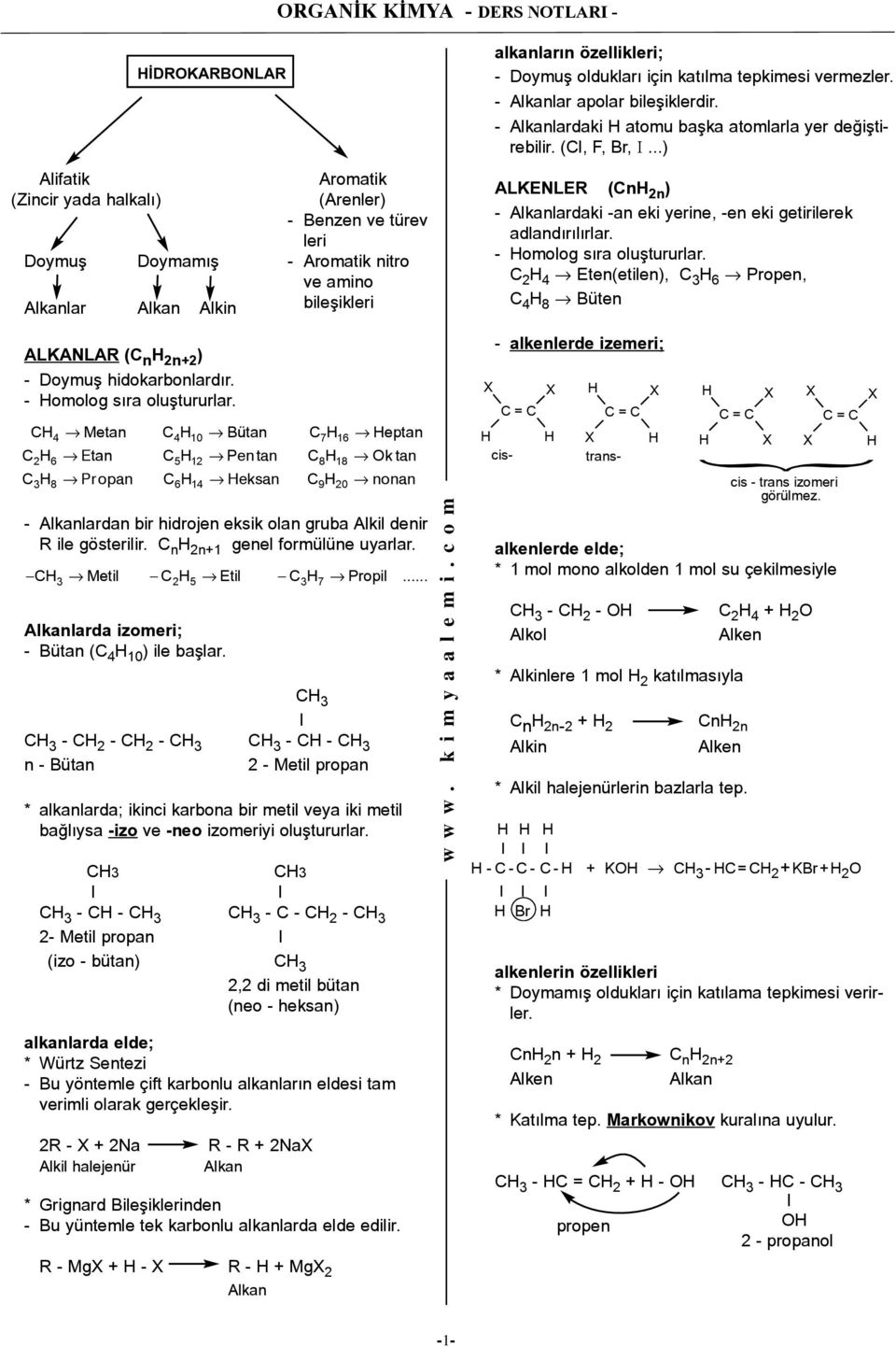 Alkanlarda izomeri; - Bütan ( 4 10 ) ile başlar. 3 3-2 - 2-3 3 - - 3 n - Bütan 2 - Metil propan * alkanlarda; ikinci karbona bir metil veya iki metil bağlıysa -izo ve -neo izomeriyi oluştururlar.