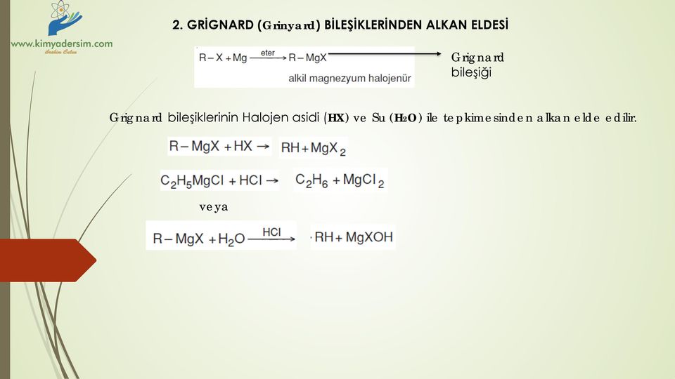 bileşiklerinin Halojen asidi (HX) ve Su