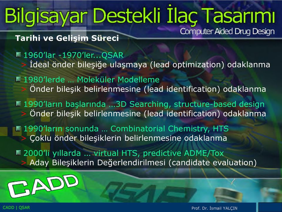 identification) odaklanma 1990 ların başlarında 3D Searching, structure-based design > Önder bileşik belirlenmesine (lead identification)