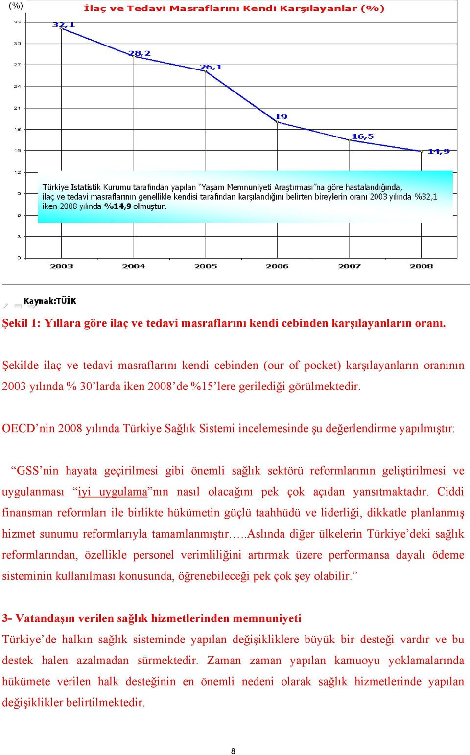 OECD nin 2008 yılında Türkiye Sağlık Sistemi incelemesinde şu değerlendirme yapılmıştır: GSS nin hayata geçirilmesi gibi önemli sağlık sektörü reformlarının geliştirilmesi ve uygulanması iyi uygulama