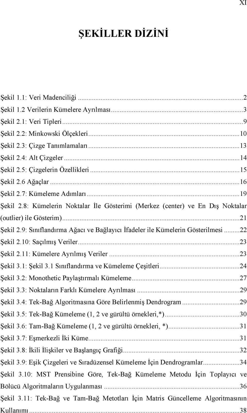 8: Kümelerin Noktalar İle Gösterimi (Merkez (center) ve En Dış Noktalar (outlier) ile Gösterim)...21 Şekil 2.9: Sınıflandırma Ağacı ve Bağlayıcı İfadeler ile Kümelerin Gösterilmesi...22 Şekil 2.