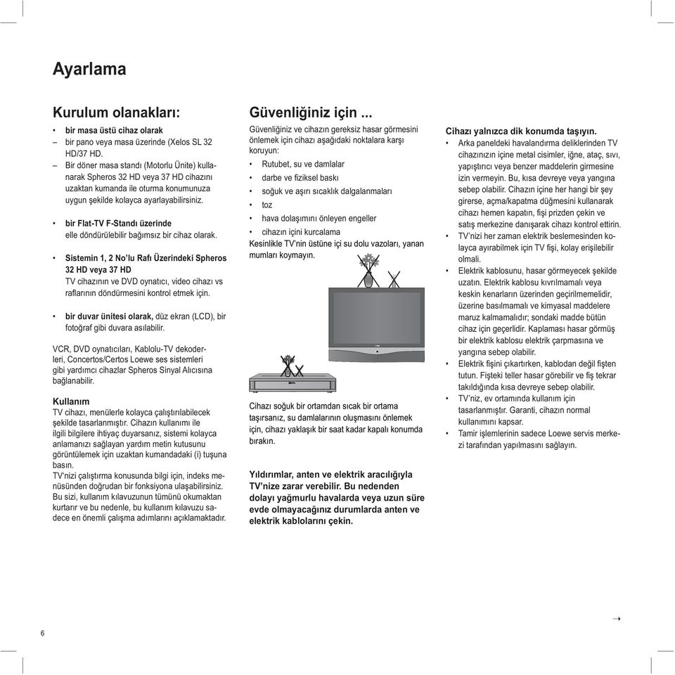 bir Flat-TV F-Standı üzerinde elle döndürülebilir bağımsız bir cihaz olarak.