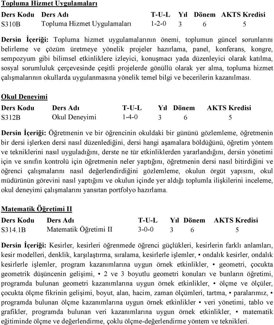 olarak yer alma, topluma hizmet çalışmalarının okullarda uygulanmasına yönelik temel bilgi ve becerilerin kazanılması.