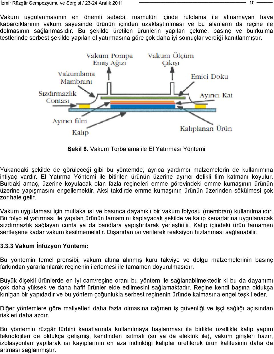 Vakum Torbalama ile El Yatırması Yöntemi Yukarıdaki şekilde de görüleceği gibi bu yöntemde, ayrıca yardımcı malzemelerin de kullanımına ihtiyaç vardır.