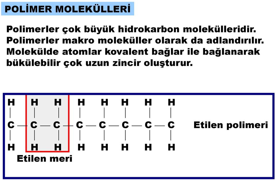 Molekülde atomlar kovalent bağlar ile bağlanarak bükülebilir çok uzun