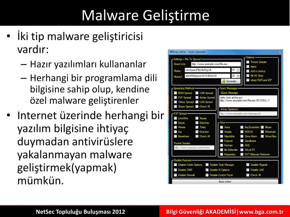özel malware geliştirenler Internet üzerinde herhangi bir yazılım bilgisine