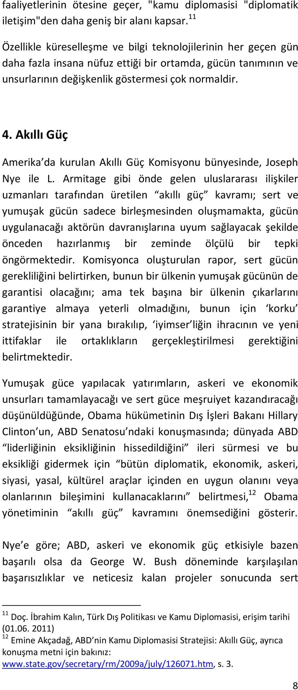 Akıllı Güç Amerika da kurulan Akıllı Güç Komisyonu bünyesinde, Joseph Nye ile L.