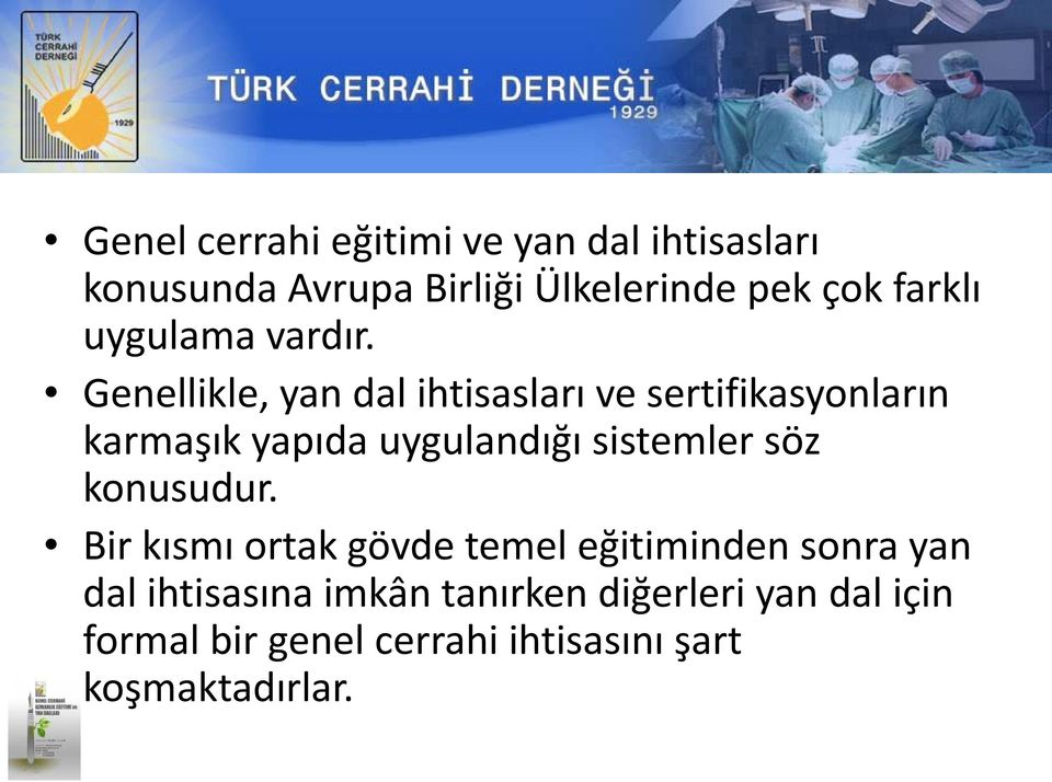 Genellikle, yan dal ihtisasları ve sertifikasyonların karmaşık yapıda uygulandığı sistemler