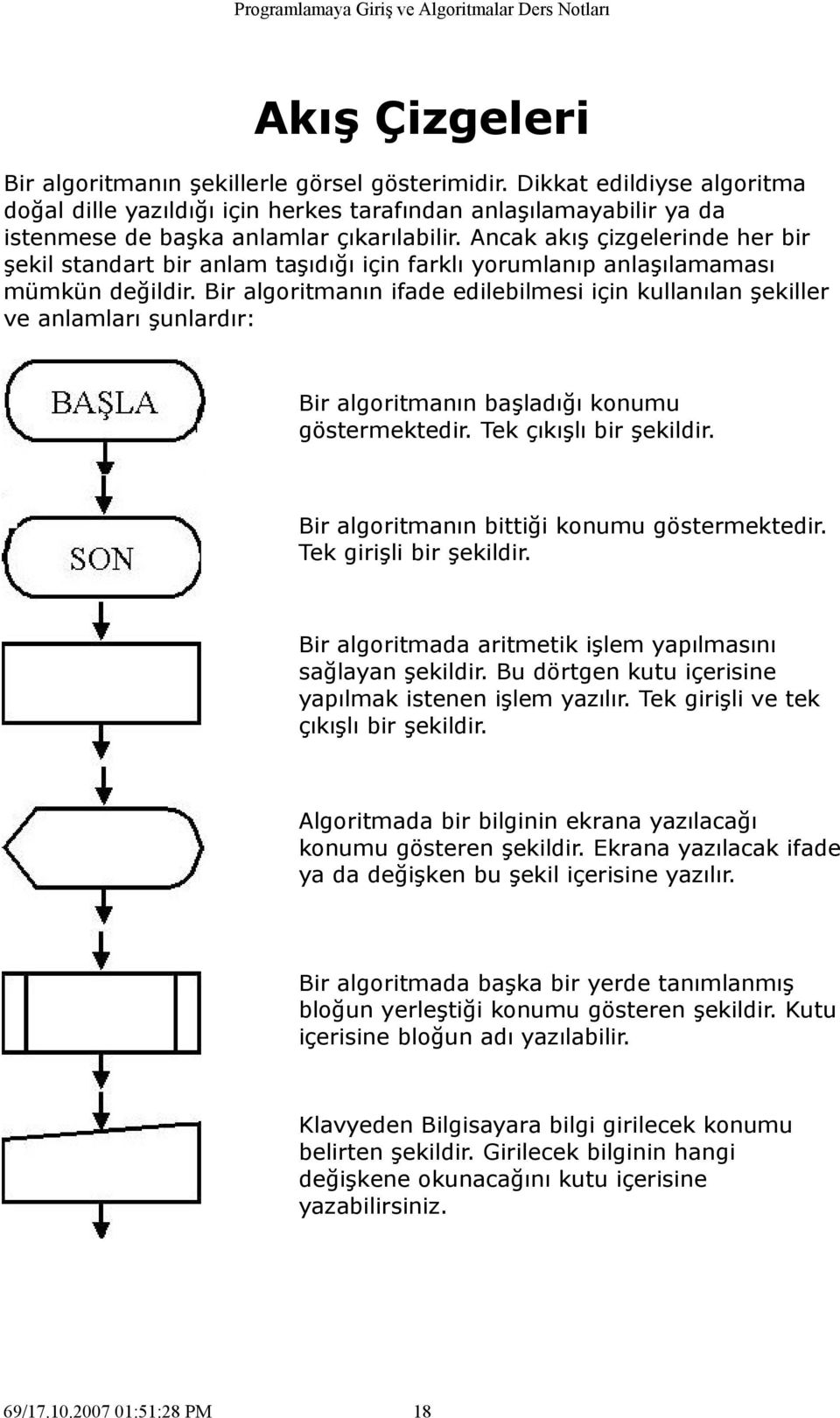 Ancak akış çizgelerinde her bir şekil standart bir anlam taşıdığı için farklı yorumlanıp anlaşılamaması mümkün değildir.