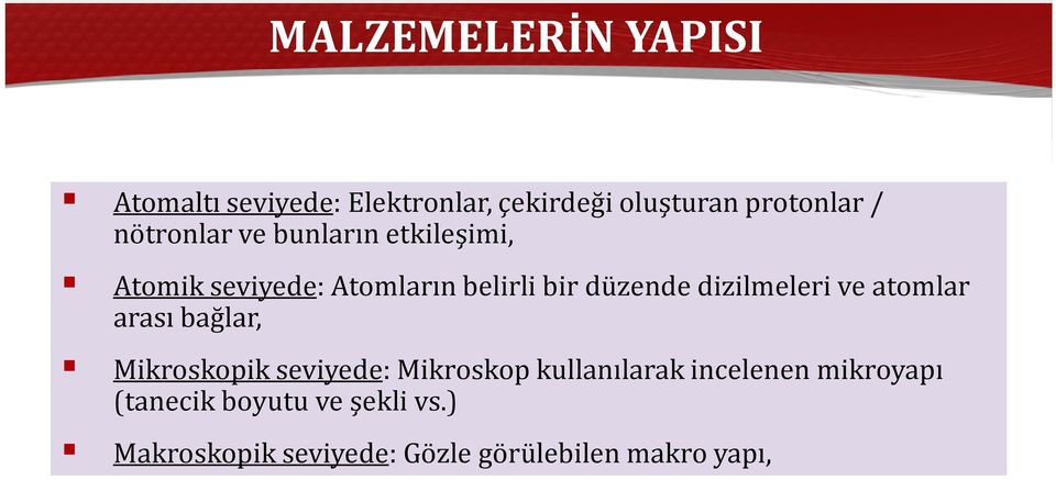 dizilmeleri ve atomlar arası bağlar, Mikroskopikseviyede: Mikroskop kullanılarak