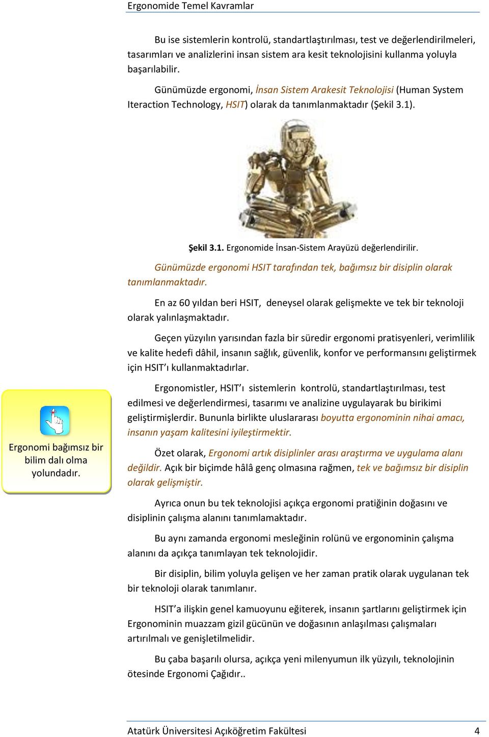 Günümüzde ergonomi HSIT tarafından tek, bağımsız bir disiplin olarak tanımlanmaktadır. En az 60 yıldan beri HSIT, deneysel olarak gelişmekte ve tek bir teknoloji olarak yalınlaşmaktadır.