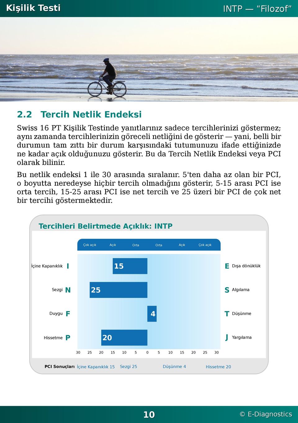 daha az olan bir PCI, o boyutta neredeyse hiçbir tercih olmadığını gösterir, 5-15 arası PCI ise orta tercih, 15-25 arası PCI ise net tercih ve 25 üzeri bir PCI de çok net bir tercihi göstermektedir