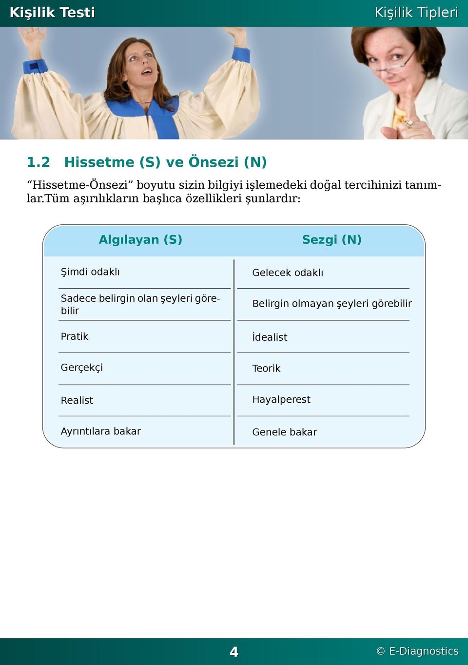 (N) Şimdi odaklı Sadece belirgin olan şeyleri görebilir Gelecek odaklı Belirgin olmayan