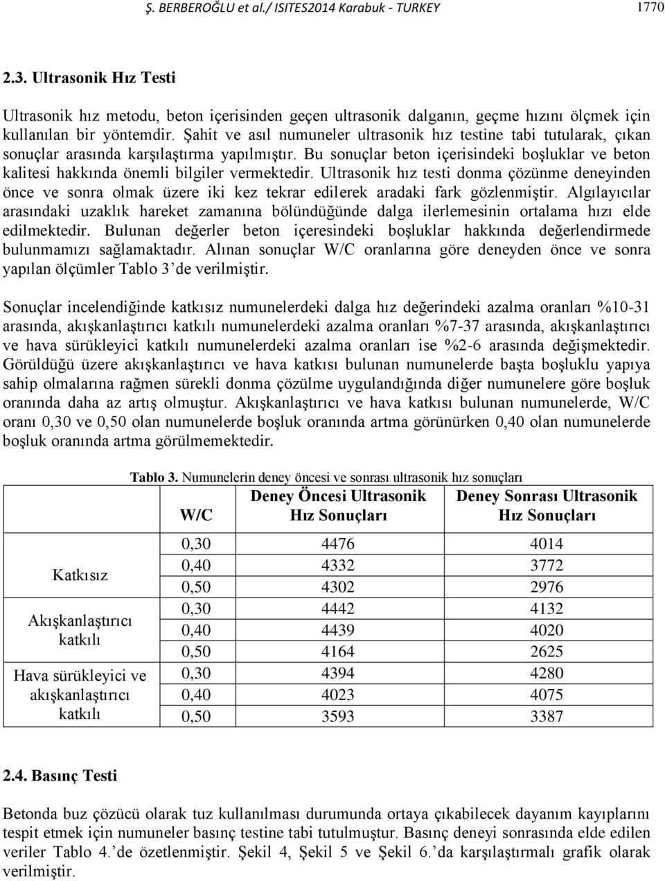 Bu sonuçlar beton içerisindeki boşluklar ve beton kalitesi hakkında önemli bilgiler vermektedir.