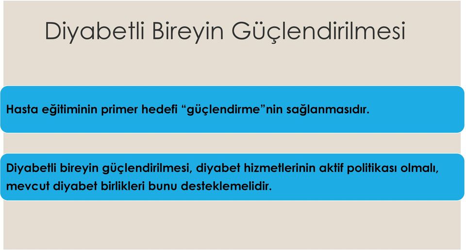 Diyabetli bireyin güçlendirilmesi, diyabet hizmetlerinin