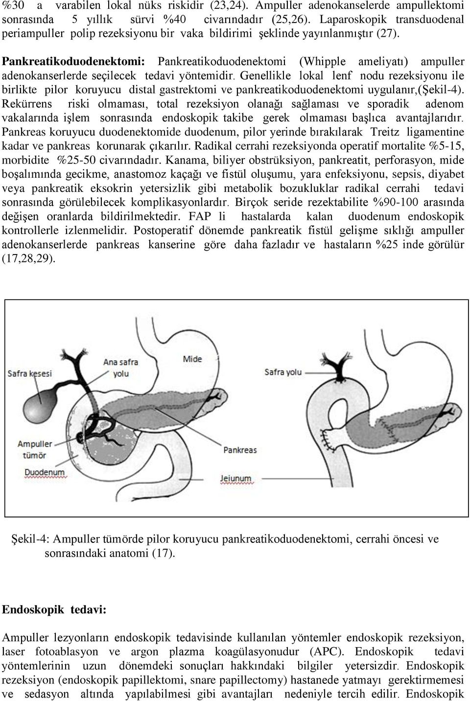 Pankreatikoduodenektomi: Pankreatikoduodenektomi (Whipple ameliyatı) ampuller adenokanserlerde seçilecek tedavi yöntemidir.