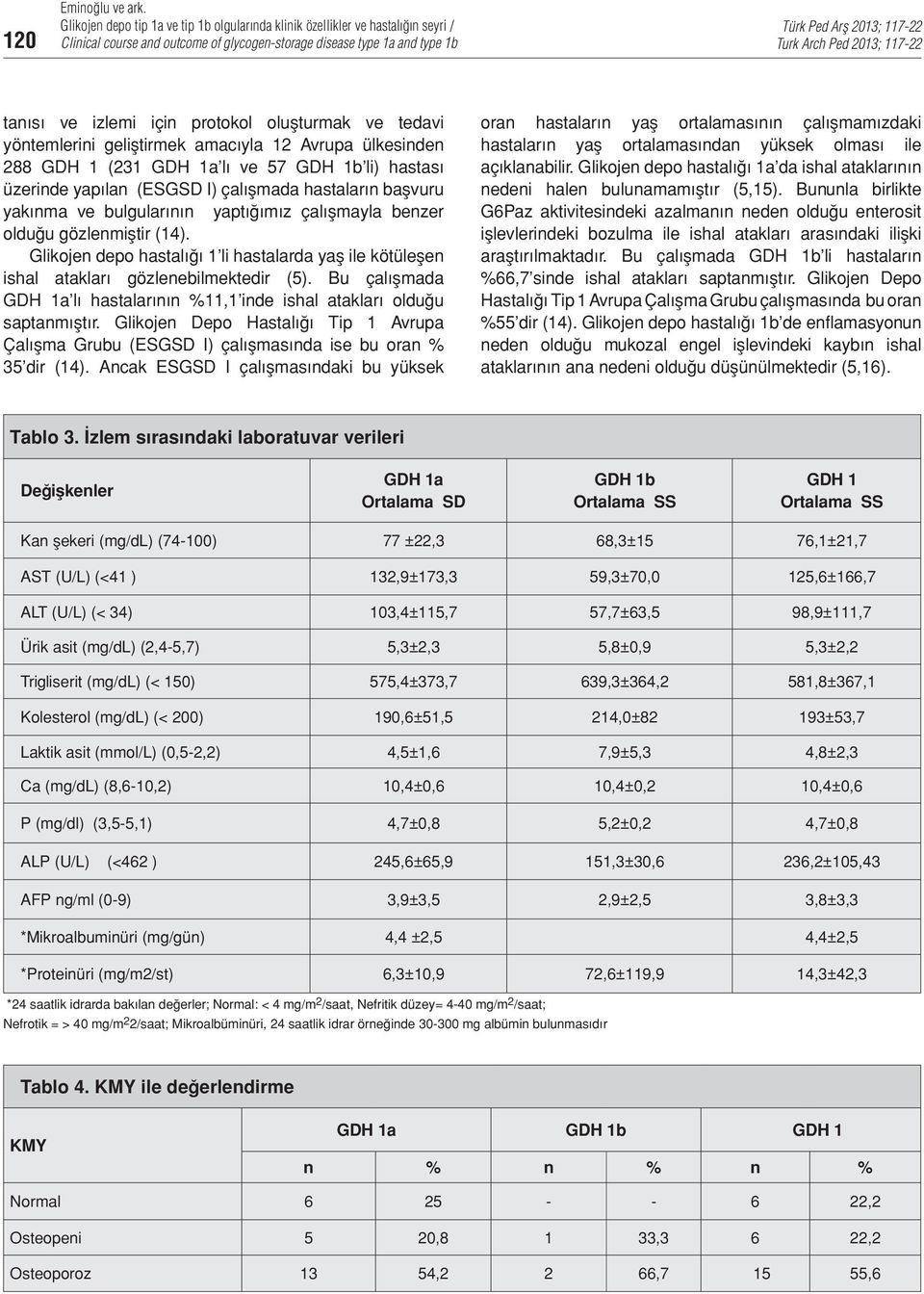 Glikojen depo hastalığı 1 li hastalarda yaş ile kötüleşen ishal atakları gözlenebilmektedir (5). Bu çalışmada GDH 1a lı hastalarının %11,1 inde ishal atakları olduğu saptanmıştır.