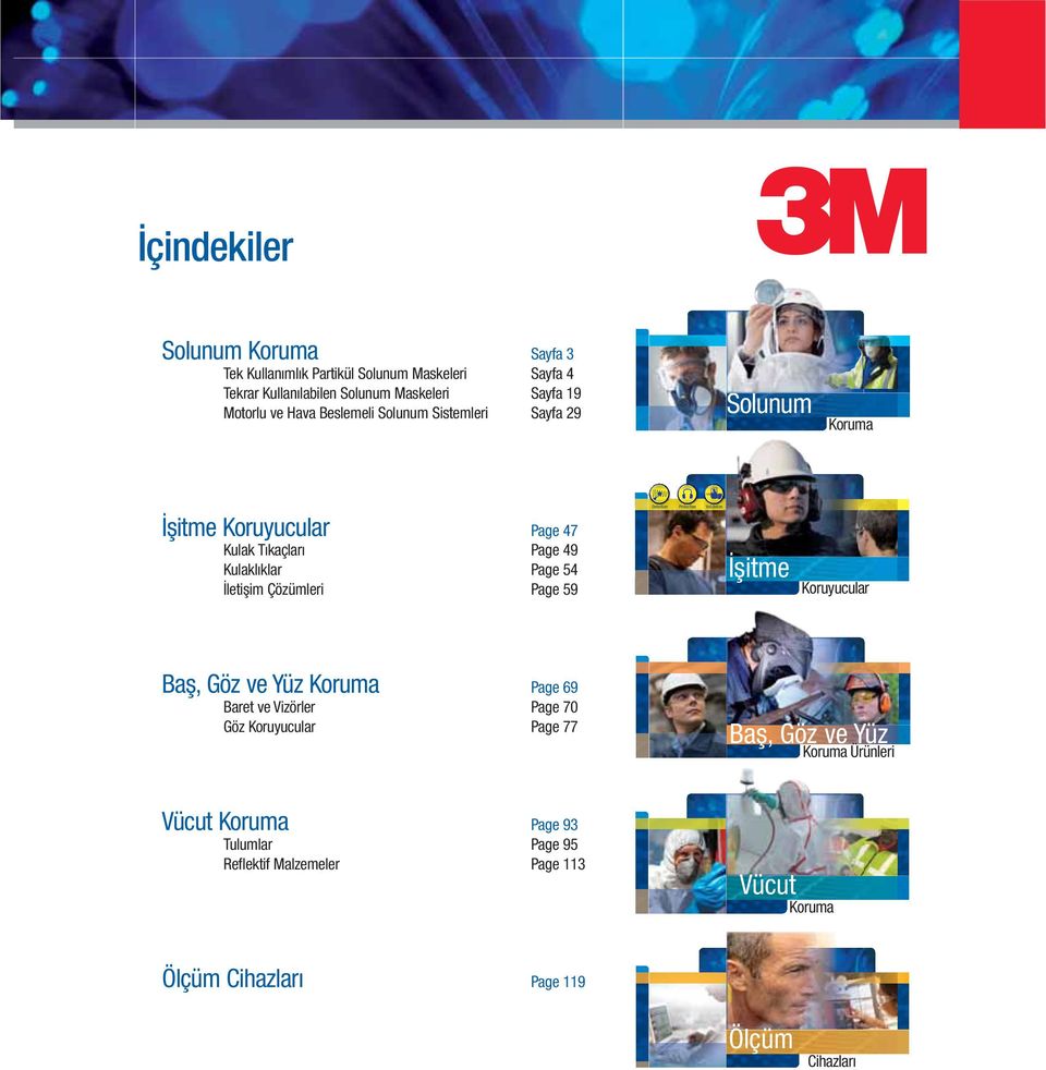 Page 59 İşitme Koruyucular Detection t Protection ton Validation Baş, Göz ve Yüz Koruma Page 69 Baret ve Vizörler Page 70 Göz Koruyucular Page 77